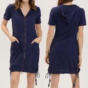 XCVI Wearables Linen Lenchen Dress Womens S Small Adrift Burnout Navy Lagenlook